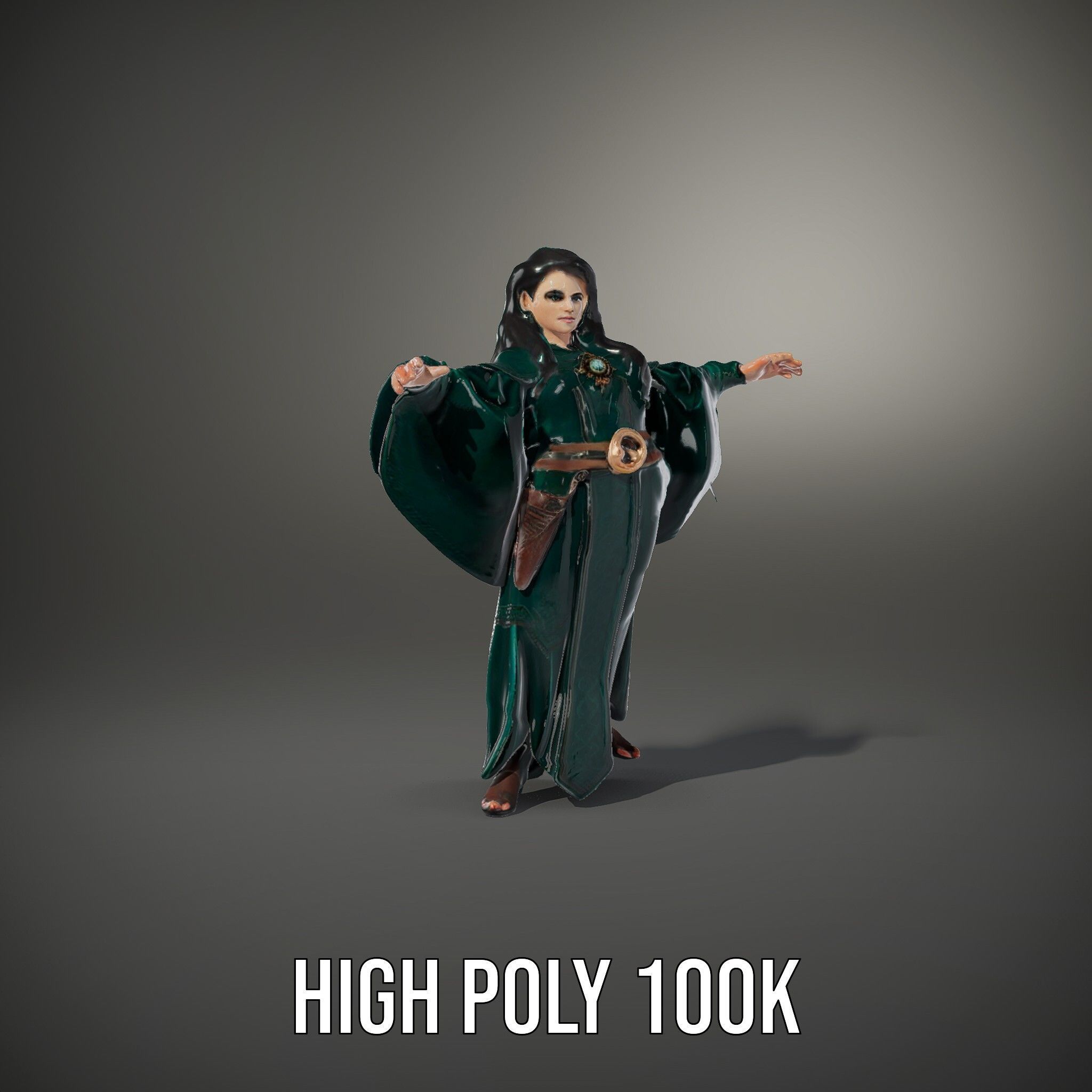 Mystic Sorceress Character Rigged and Animated D Model Low-poly 3D model_12