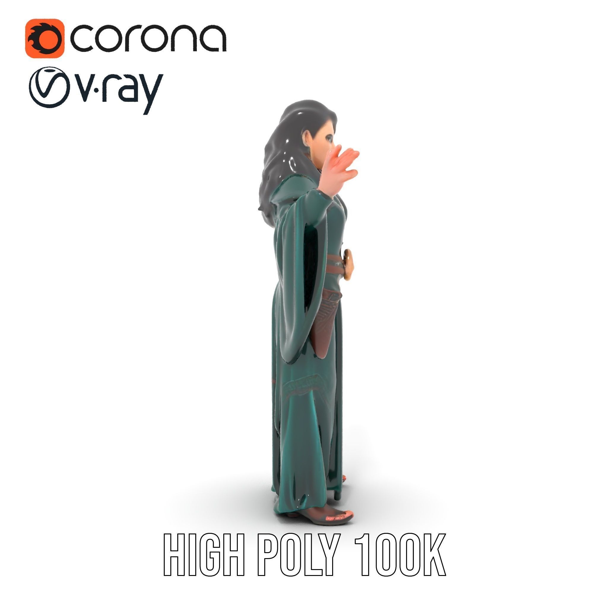 Mystic Sorceress Character Rigged and Animated D Model Low-poly 3D model_20