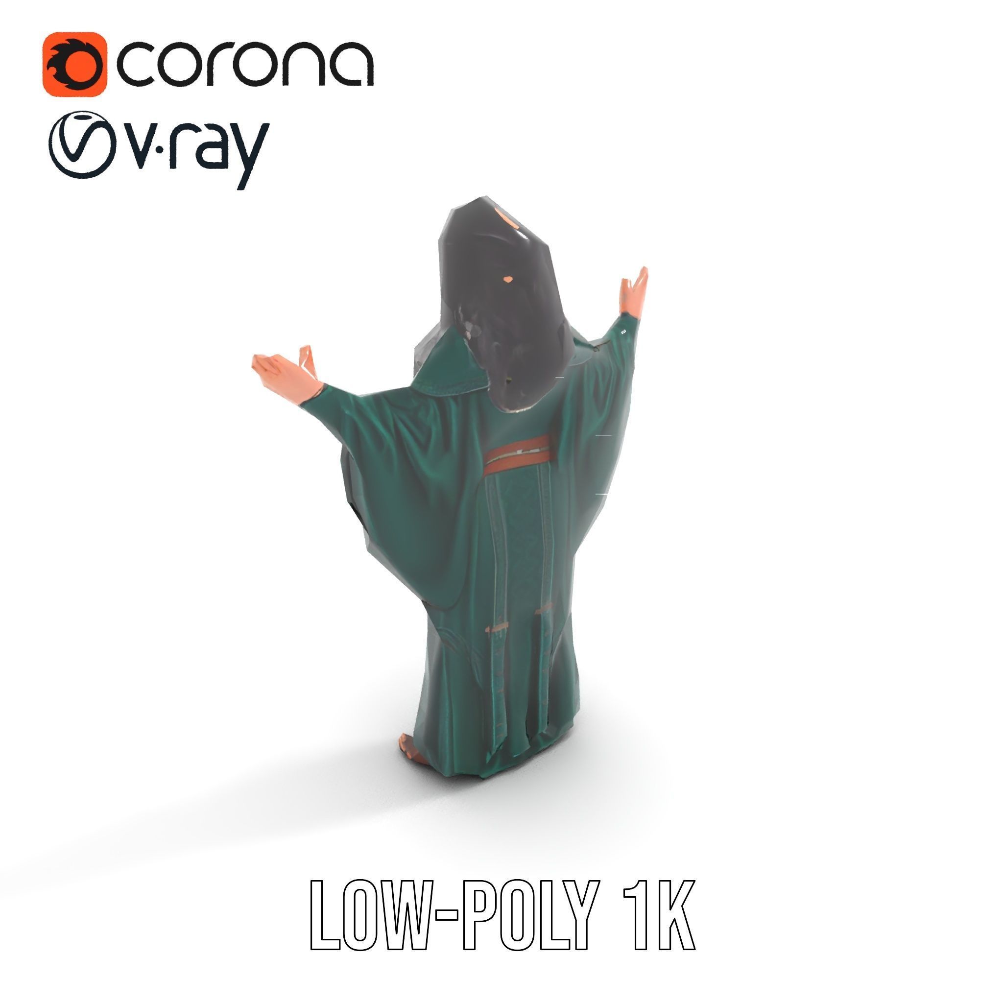 Mystic Sorceress Character Rigged and Animated D Model Low-poly 3D model_11