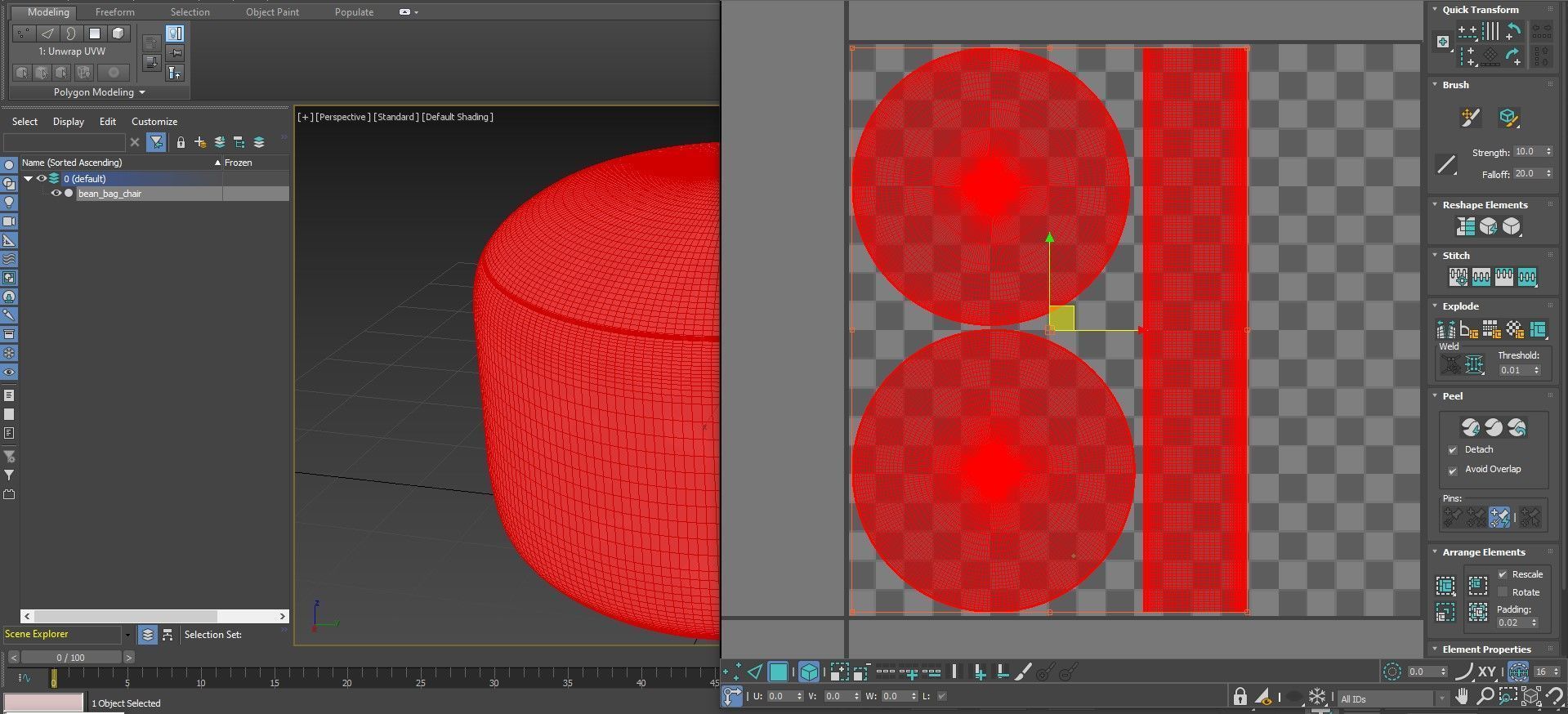 Bean Bag Chair Low-poly 3D model_7