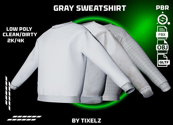 gray sweatshirt Low-poly 3D model
