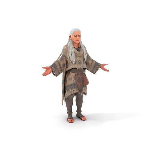 Ancient Tribal Elder Character Rigged and Animated D Model Low-poly 3D model