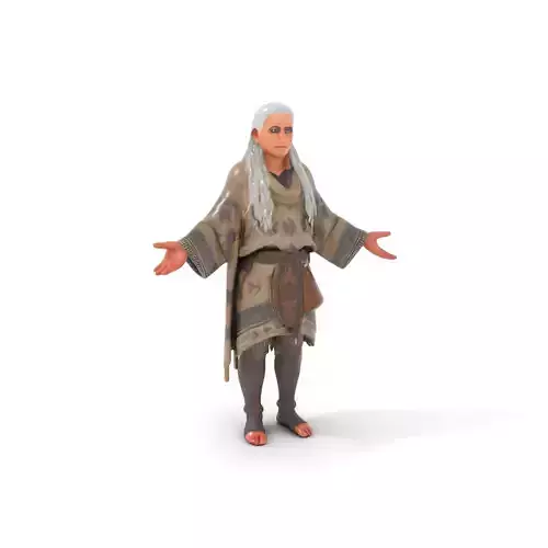 Ancient Tribal Elder Character Rigged and Animated D Model