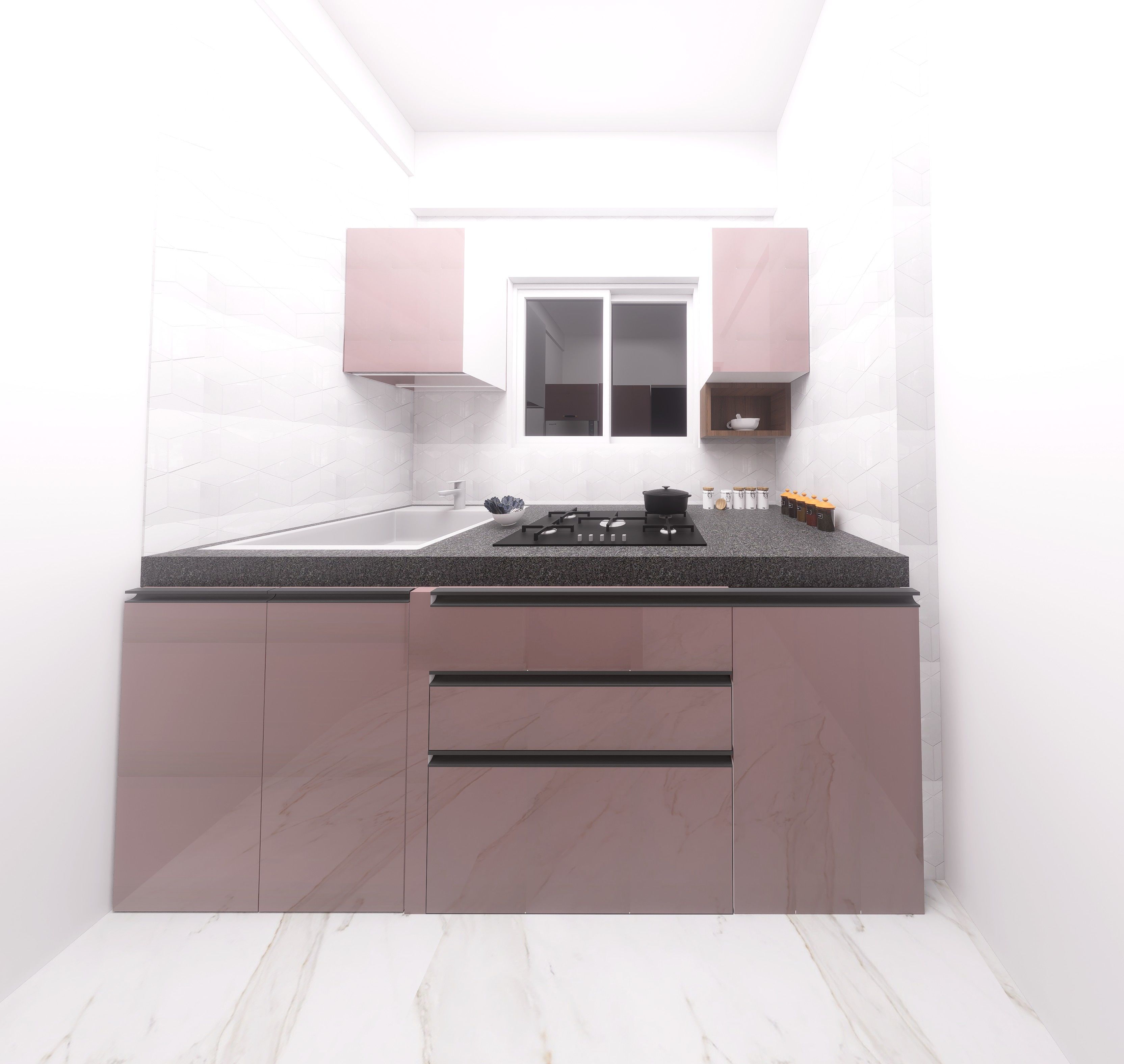 semi-modular kitchen Design  3D model_2
