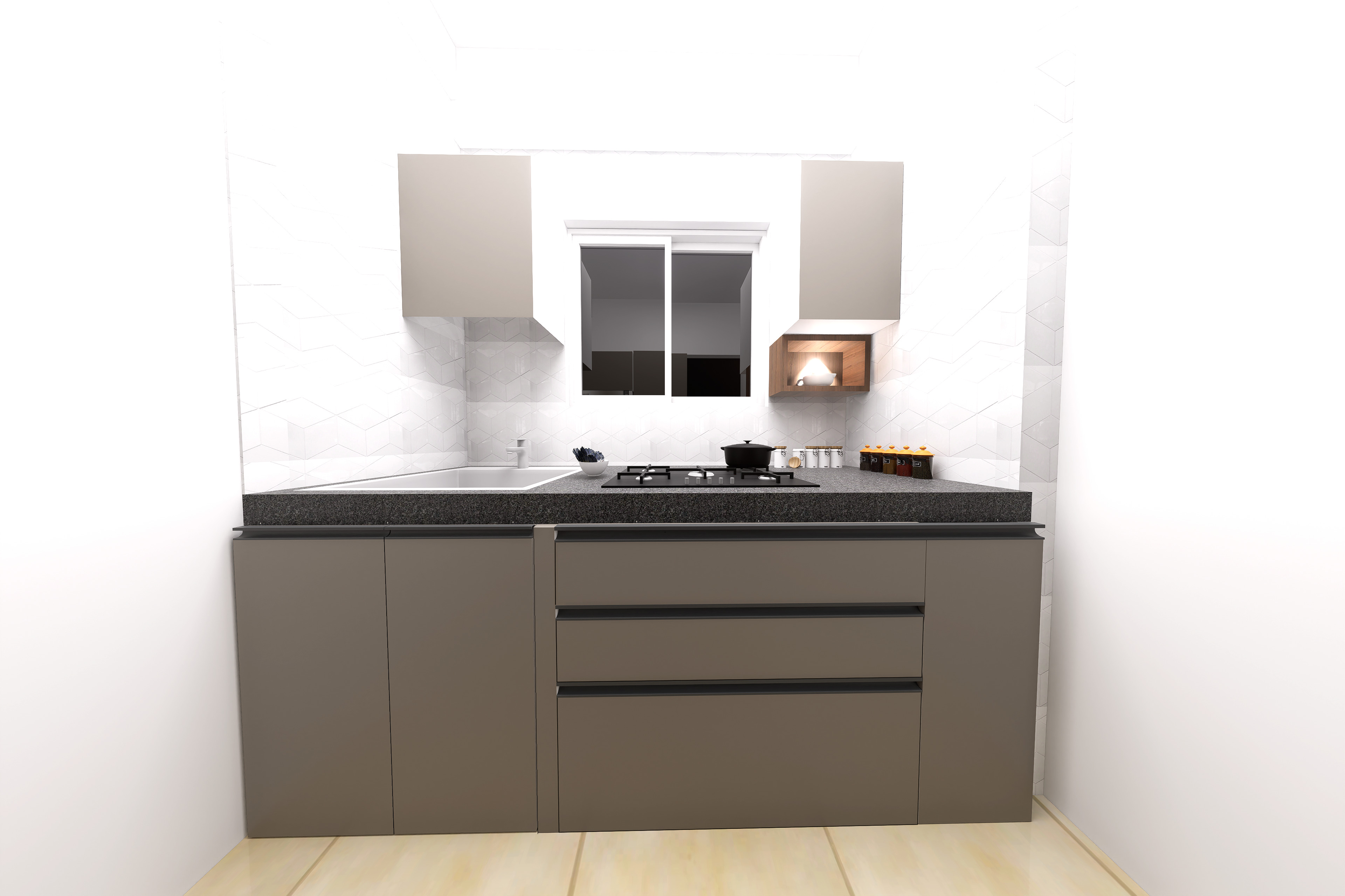 semi-modular kitchen Design  3D model_4