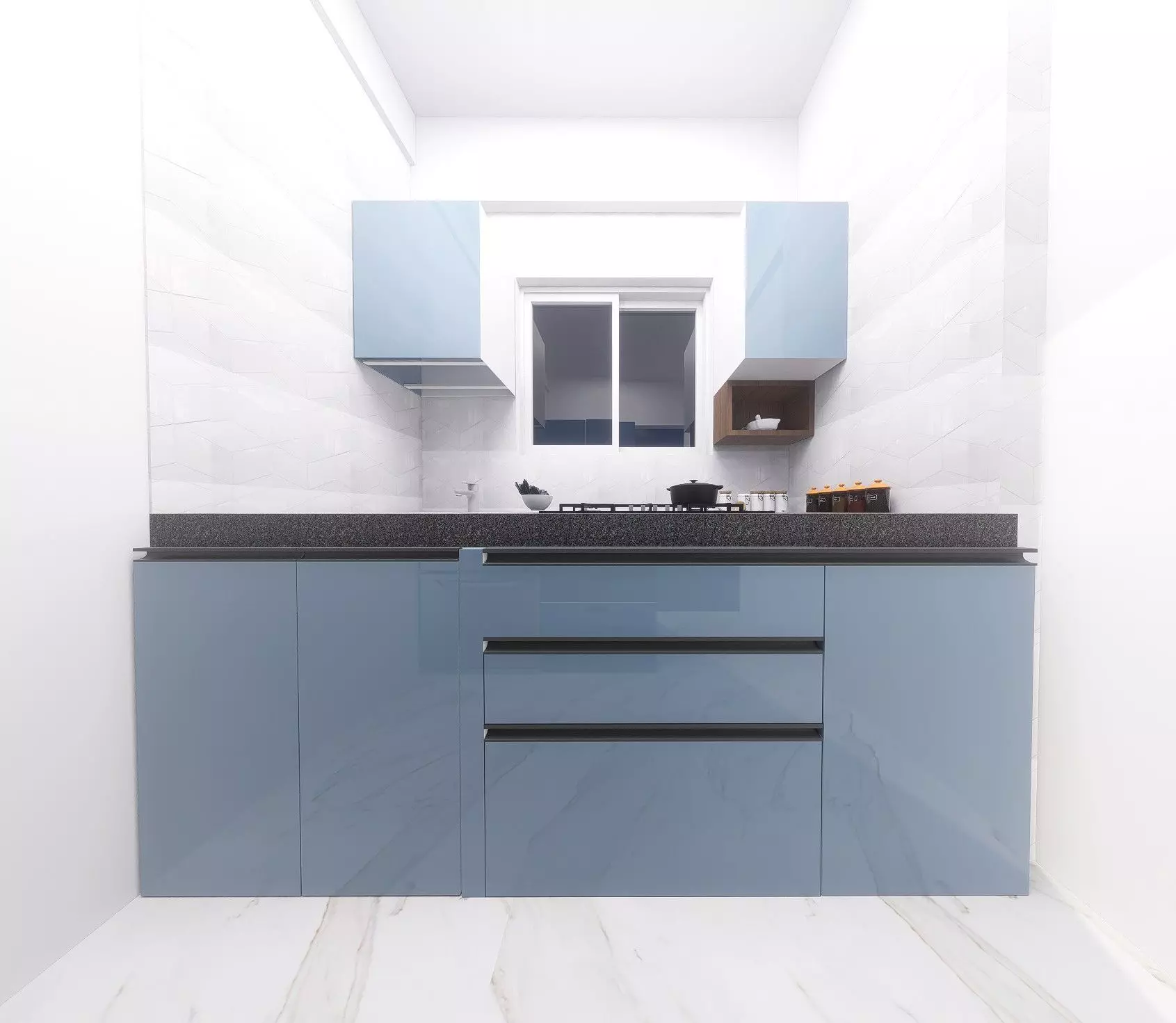 semi-modular kitchen Design  3D model_0