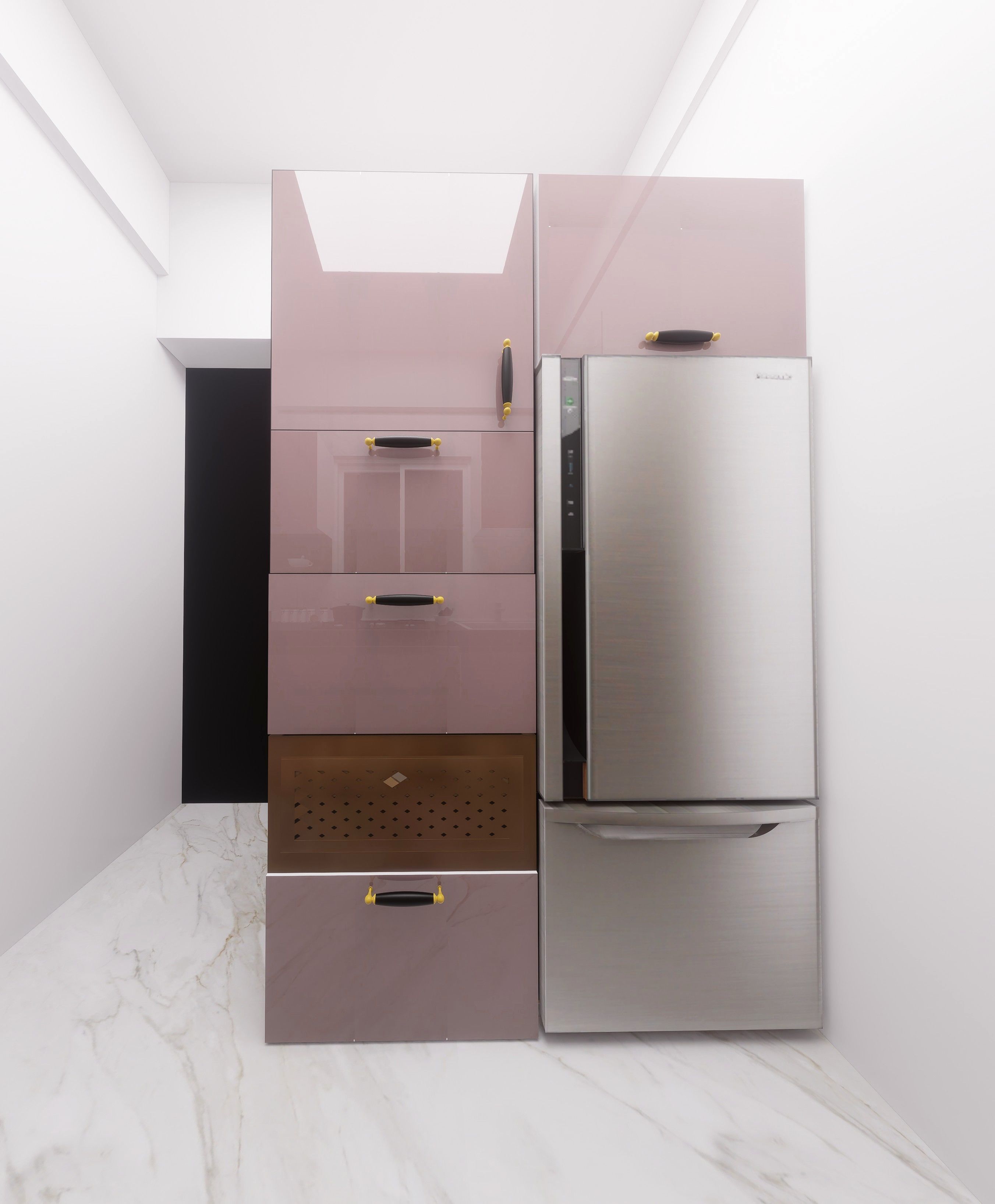 semi-modular kitchen Design  3D model_3