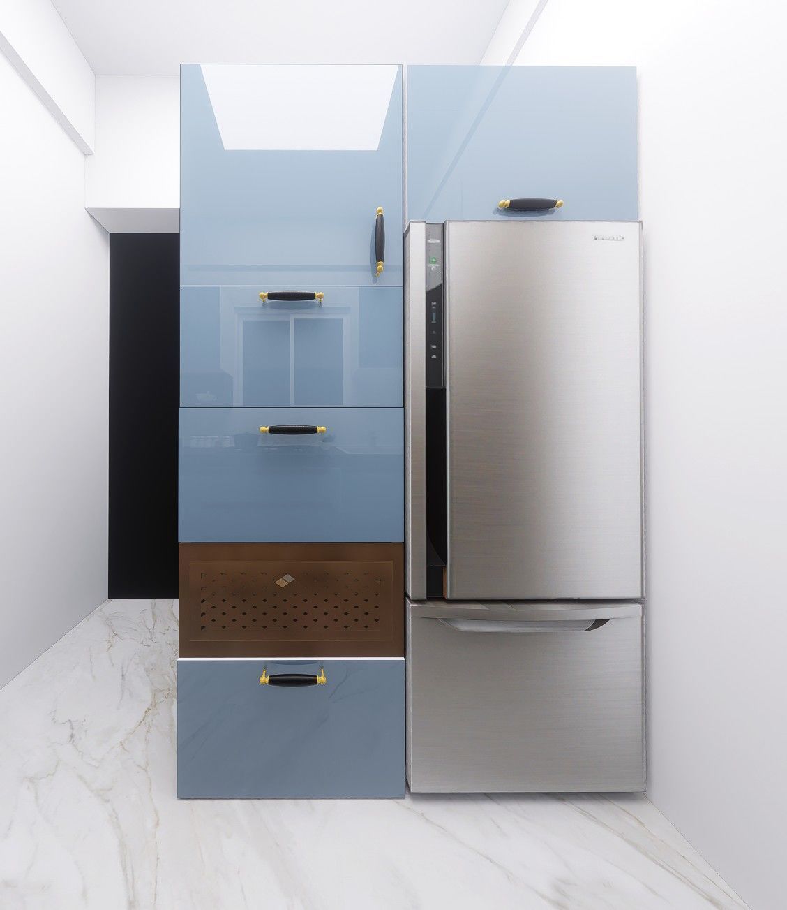 semi-modular kitchen Design  3D model_1