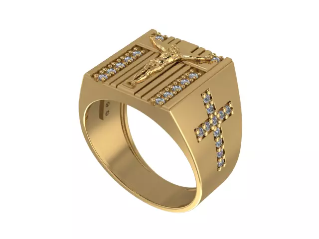 Jesus Cross Men Ring 3D Printable Jewelry Model 3D print model
