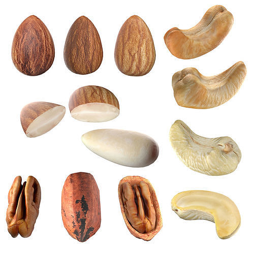 Almond Cashew and Pecan Nut  Low-poly 3D model