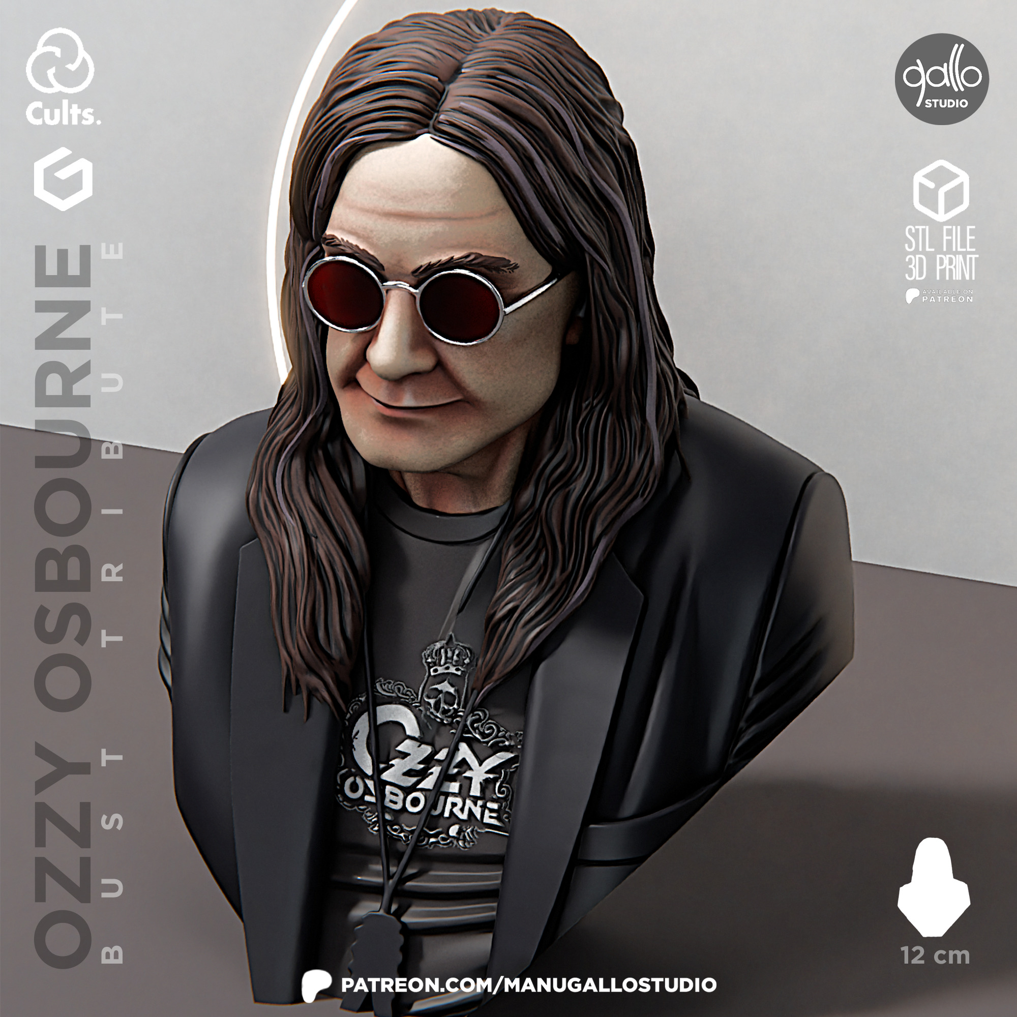ozzy osbourne bust tribute 3D print model_2