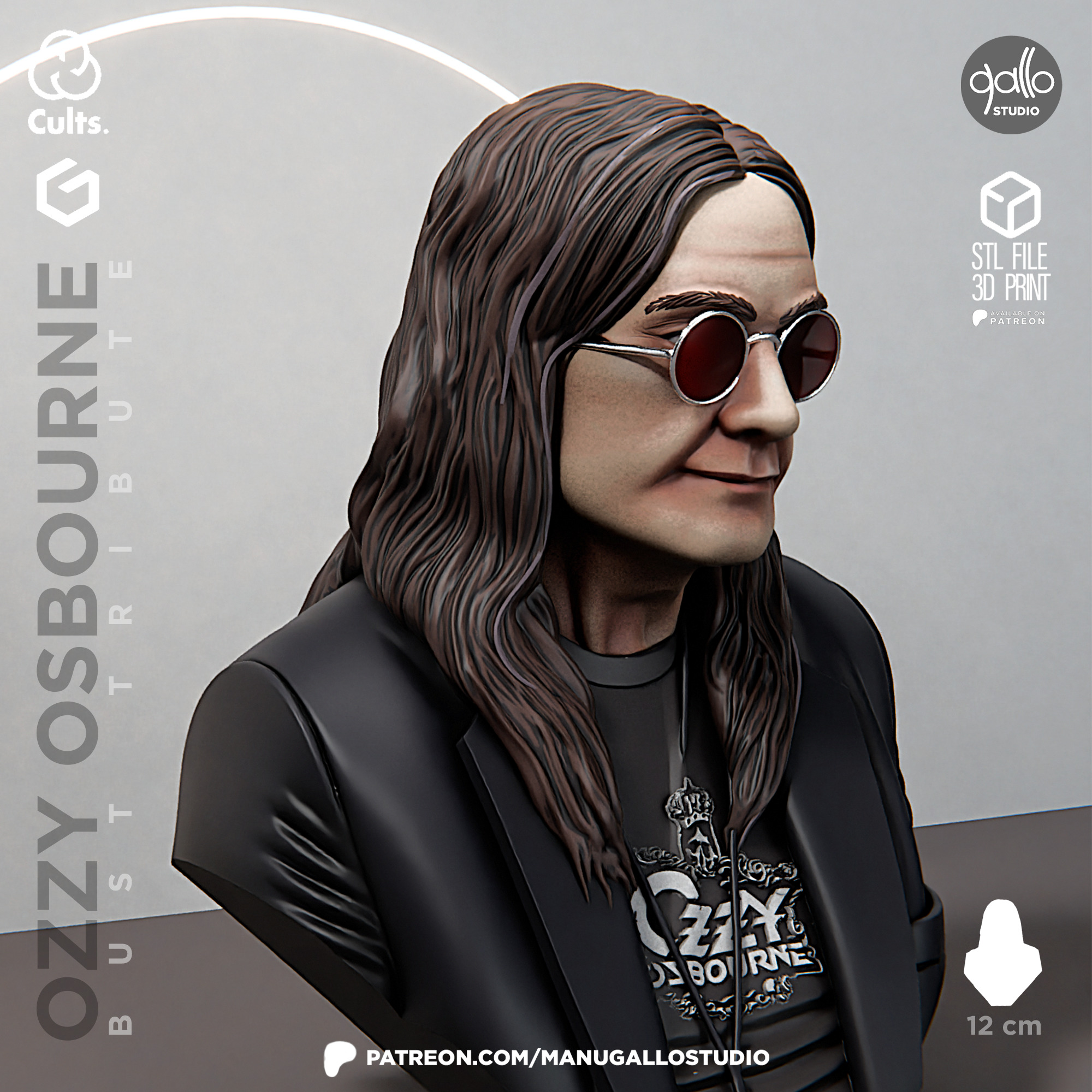 ozzy osbourne bust tribute 3D print model_1