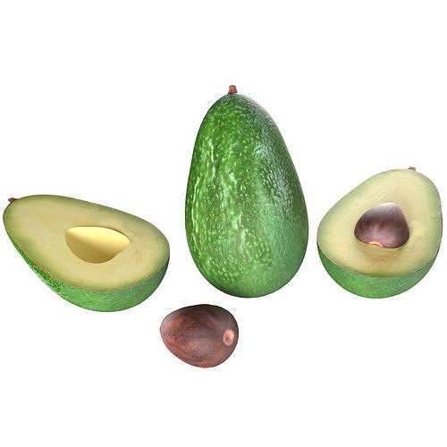 Avocado set Low-poly 3D model