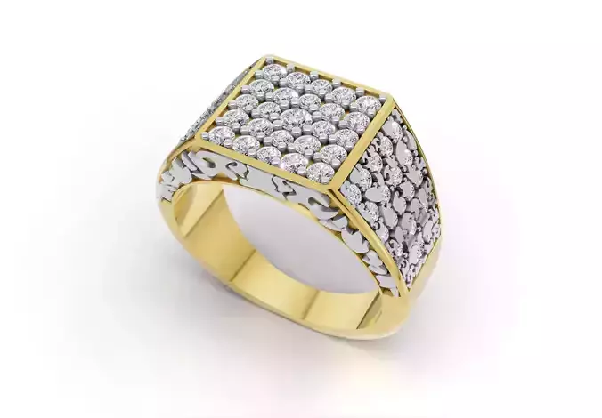 Luxurious Gold and Diamond Men s Statement Ring 