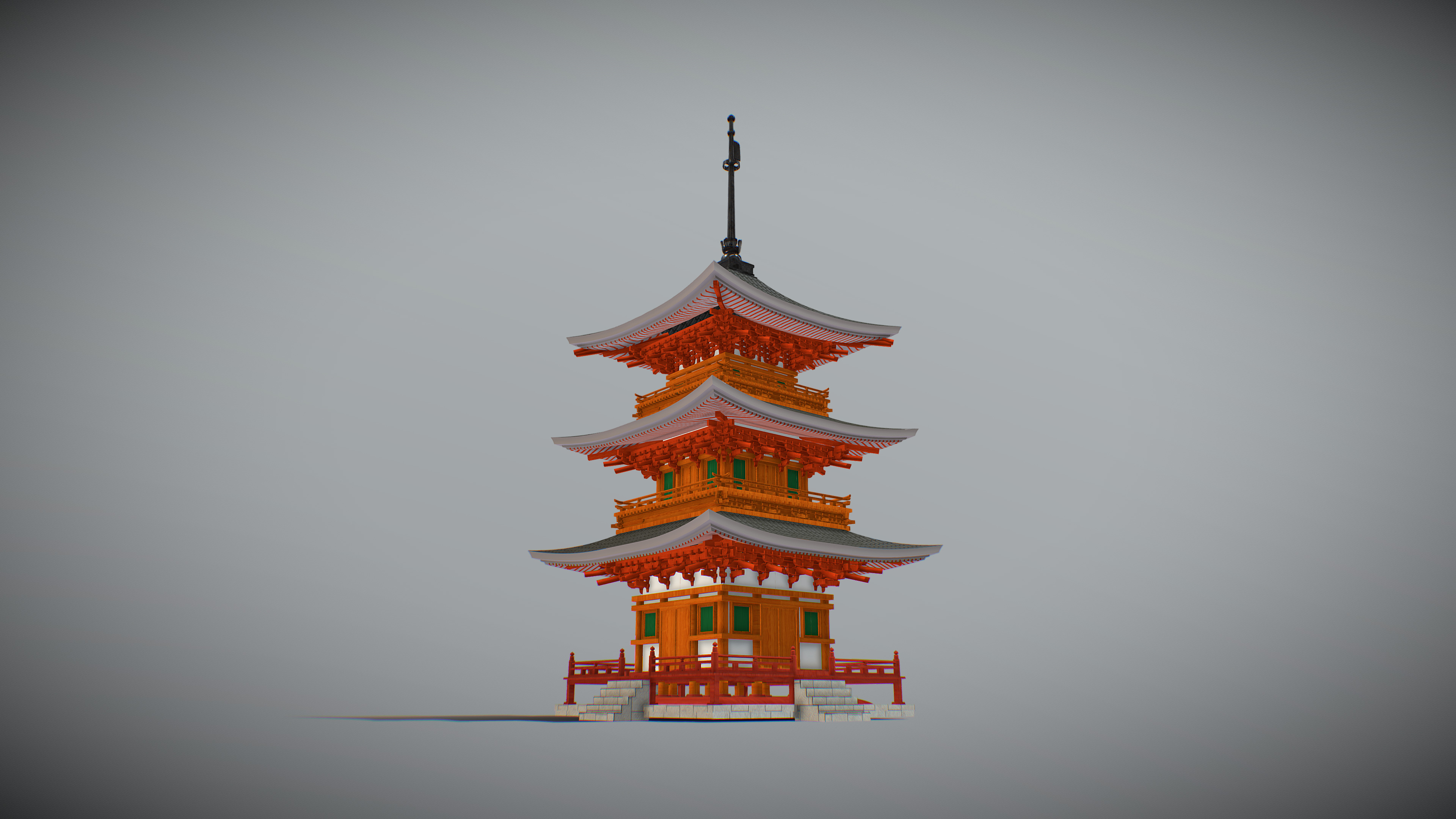 Kiyomizu Red Pagoda Low-poly 3D model_2