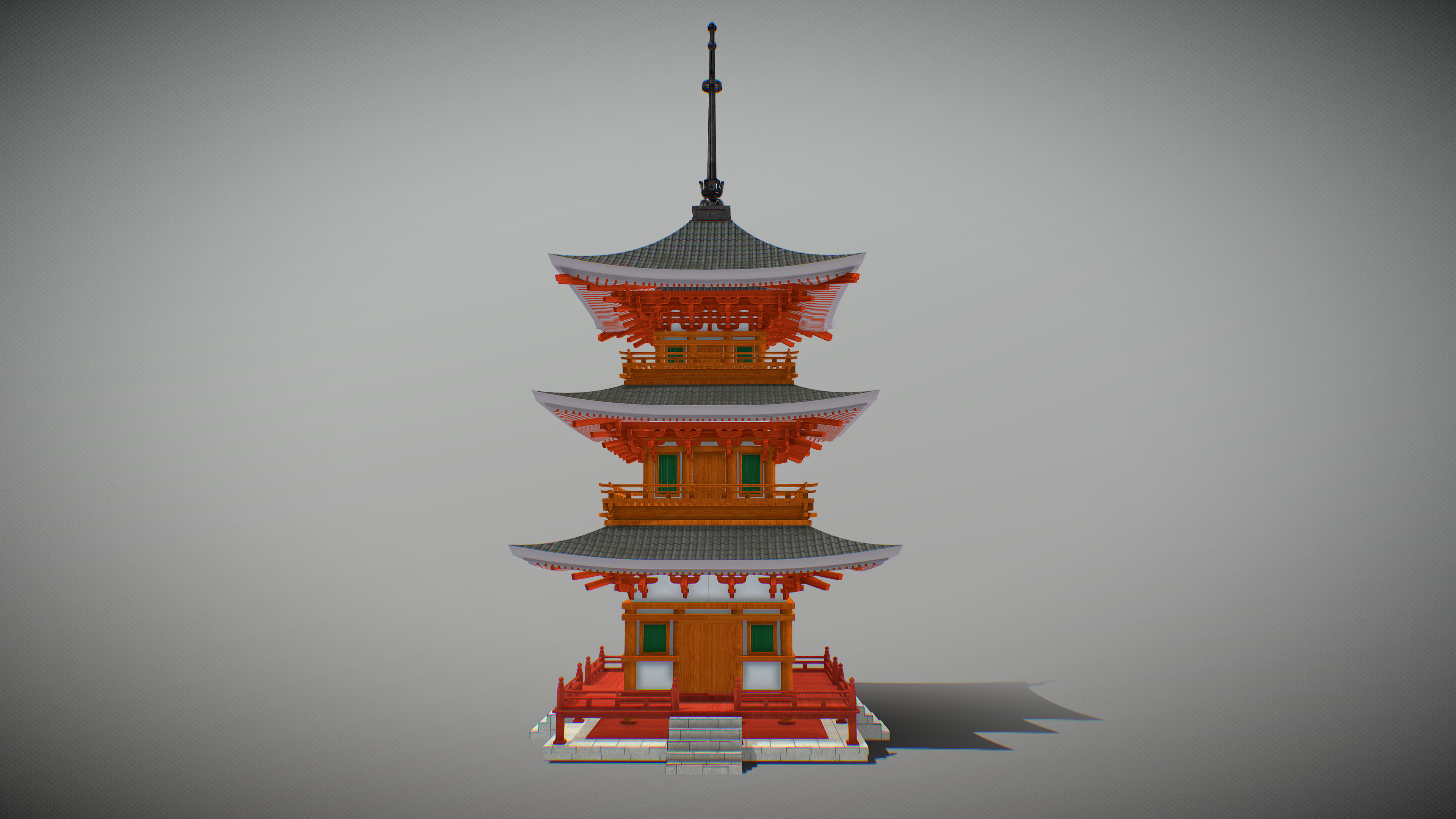 Kiyomizu Red Pagoda Low-poly 3D model_4