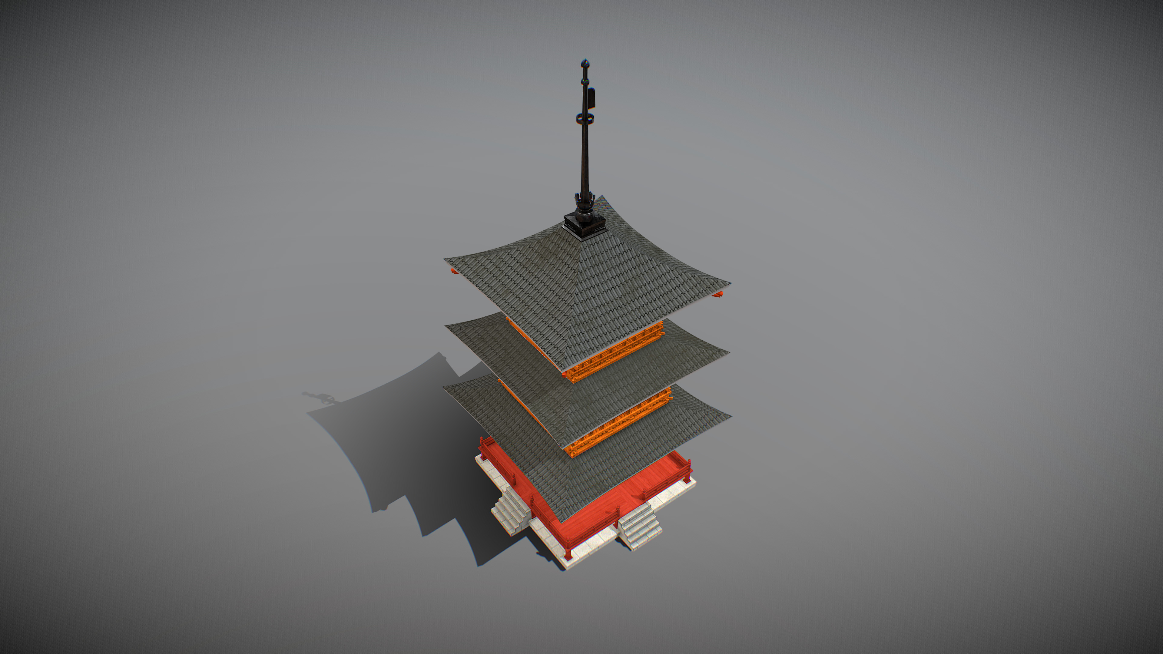 Kiyomizu Red Pagoda Low-poly 3D model_6
