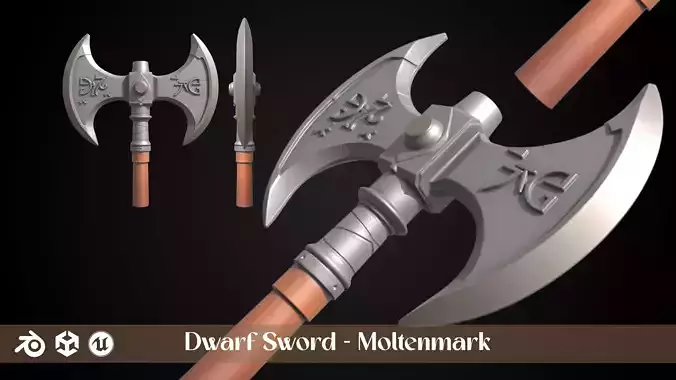 Stylized Dwarf Sword - Moltenmark - Game Ready