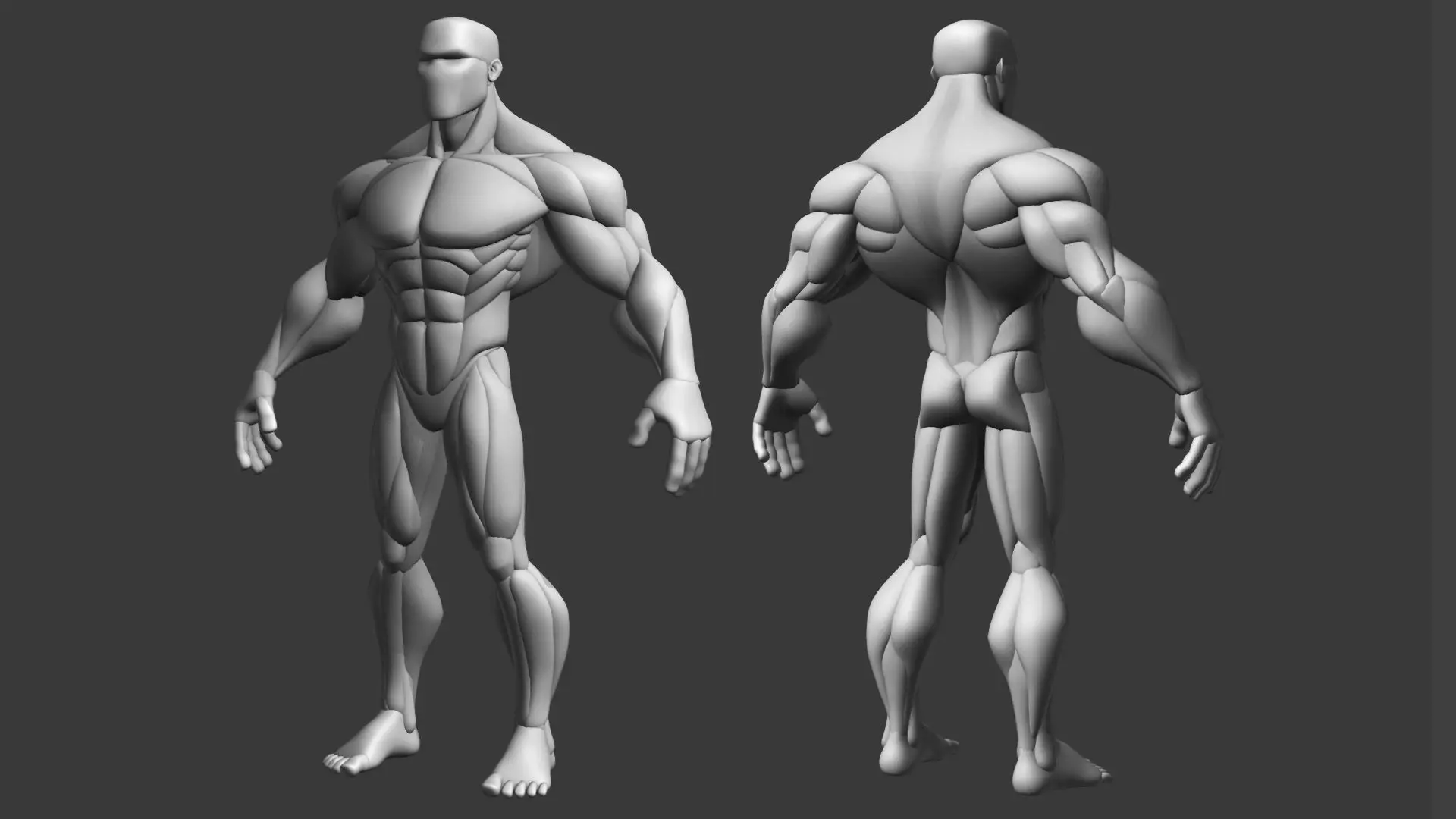 Stylized Anatomy Blockout Basemesh Male 1 3D model_6