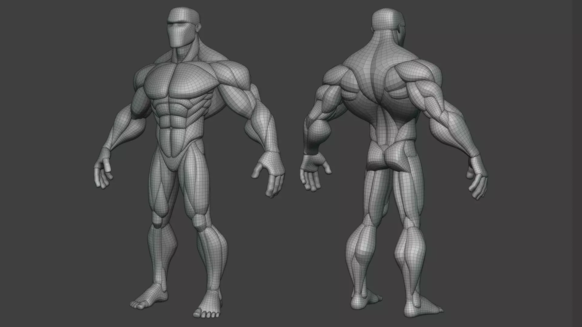 Stylized Anatomy Blockout Basemesh Male 1 3D model_4