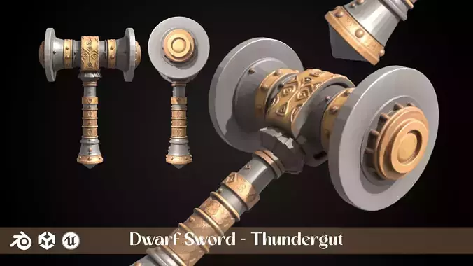 Stylized Dwarf Sword - Thundergut - Game Ready