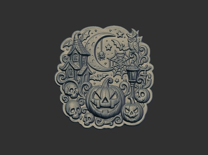 pumpkin ghost hallowen decor  3D print model