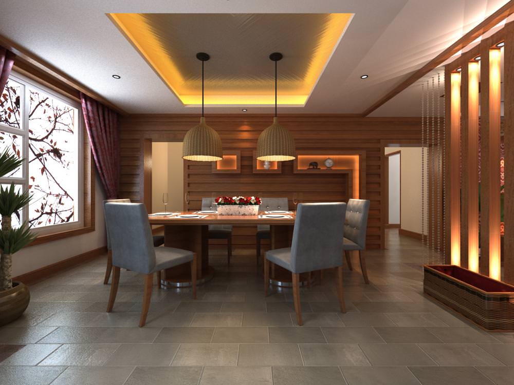 Modern Home Dining Hall 3D Model .max
