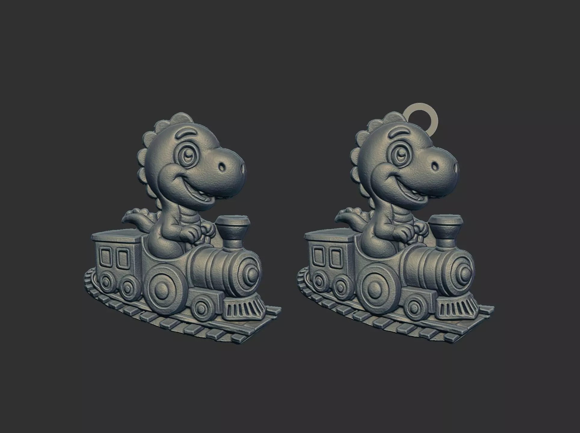 cute little dino train cnc keychain model 3D print model