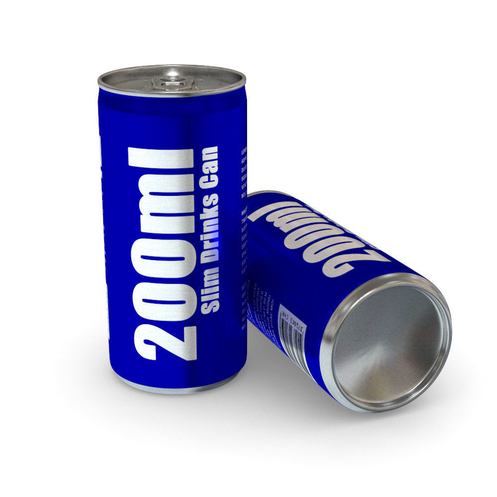 Drinks Cans - Slim Set Low-poly 3D model_3