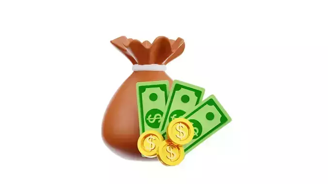 Dollar Coin and Money Bag