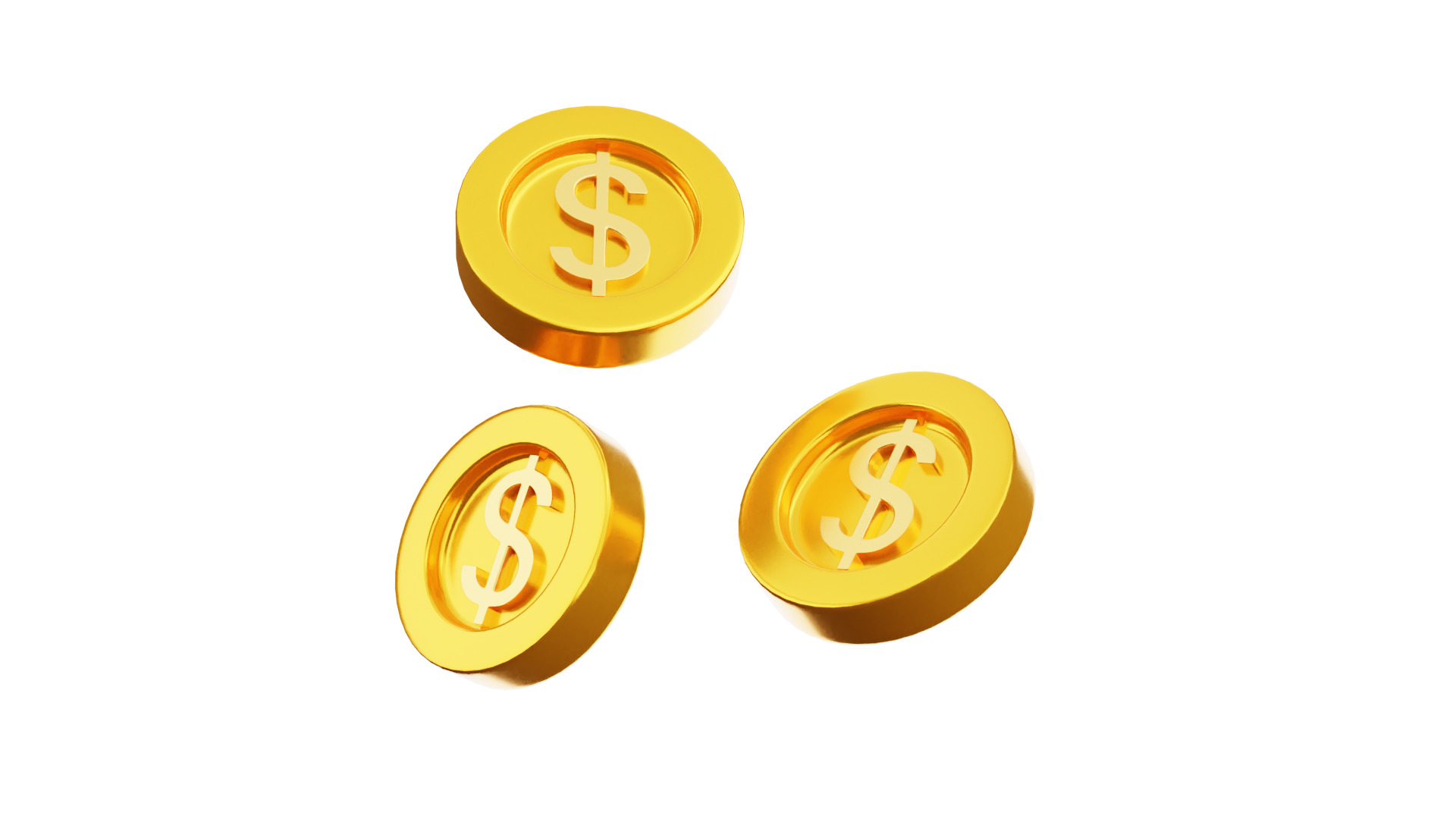 Dollar Coins 3D Illustration 3D model_1