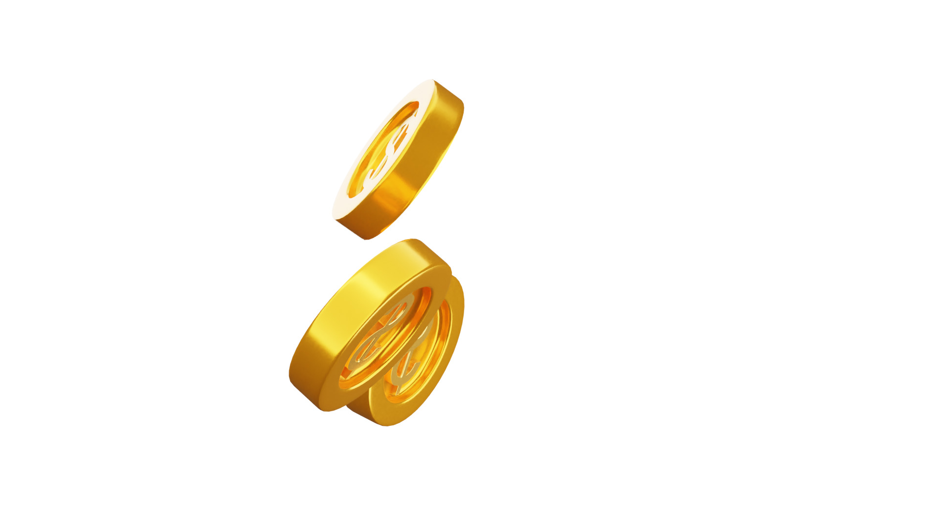 Dollar Coins 3D Illustration 3D model_5