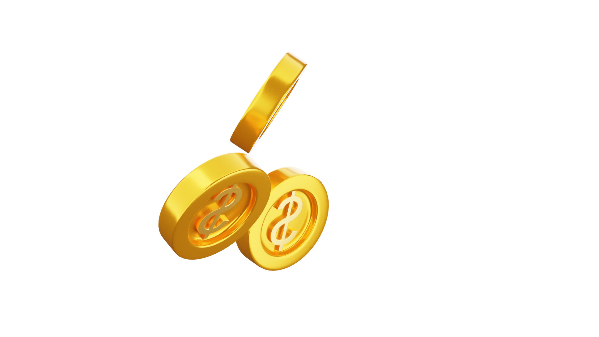 Dollar Coins 3D Illustration 3D model_6