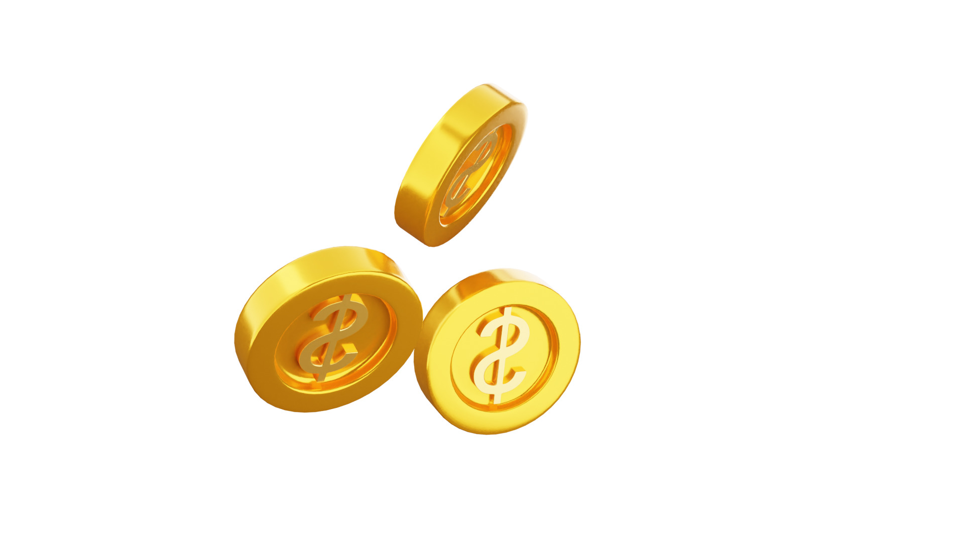 Dollar Coins 3D Illustration 3D model_7