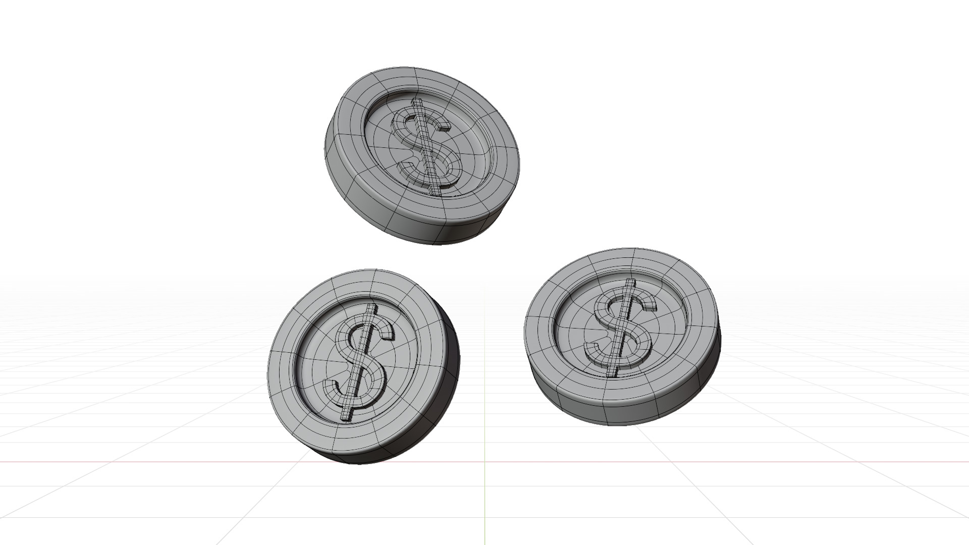 Dollar Coins 3D Illustration 3D model_20