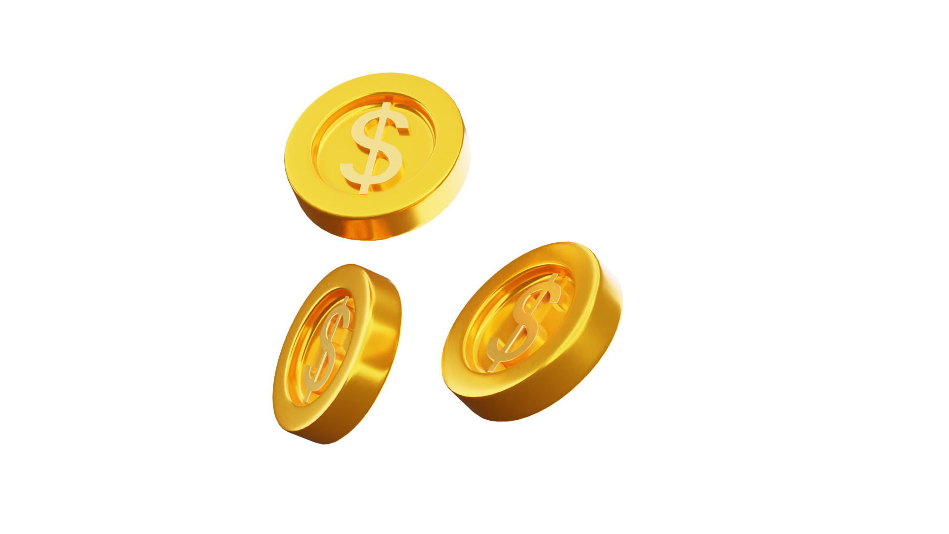 Dollar Coins 3D Illustration 3D model_2