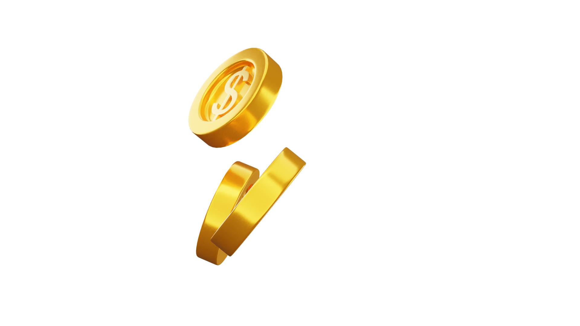 Dollar Coins 3D Illustration 3D model_4