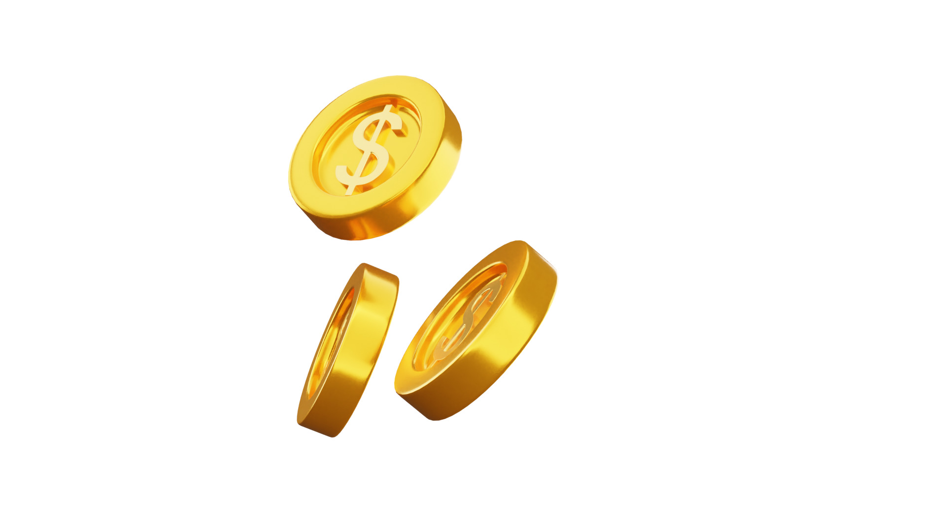 Dollar Coins 3D Illustration 3D model_3