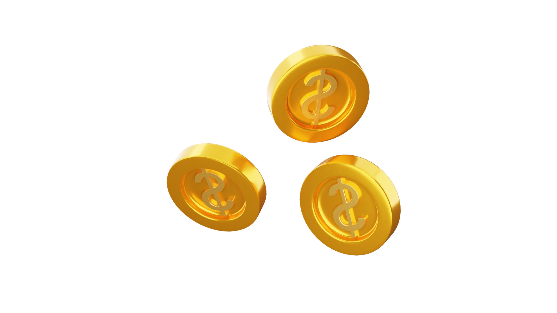 Dollar Coins 3D Illustration 3D model_10
