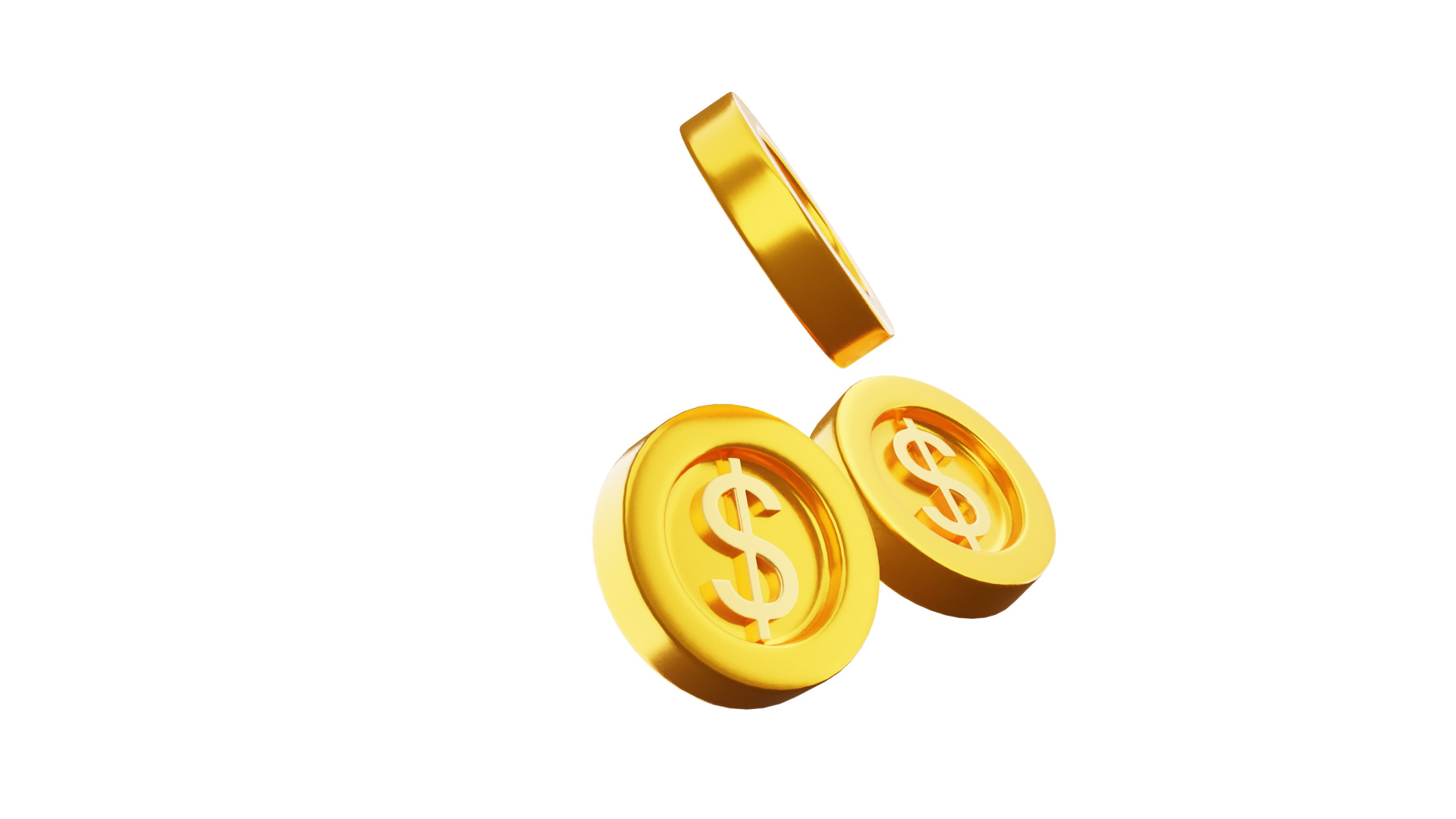 Dollar Coins 3D Illustration 3D model_16