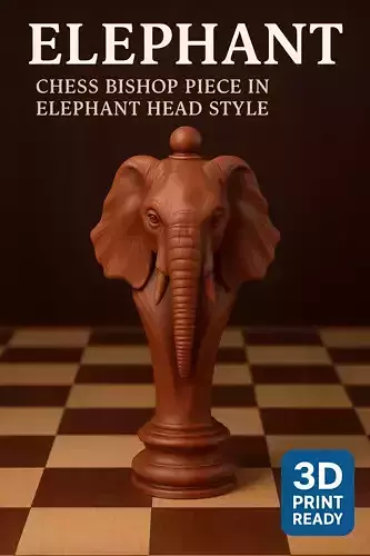 Elephant  chess bishop  piece in elephant head style