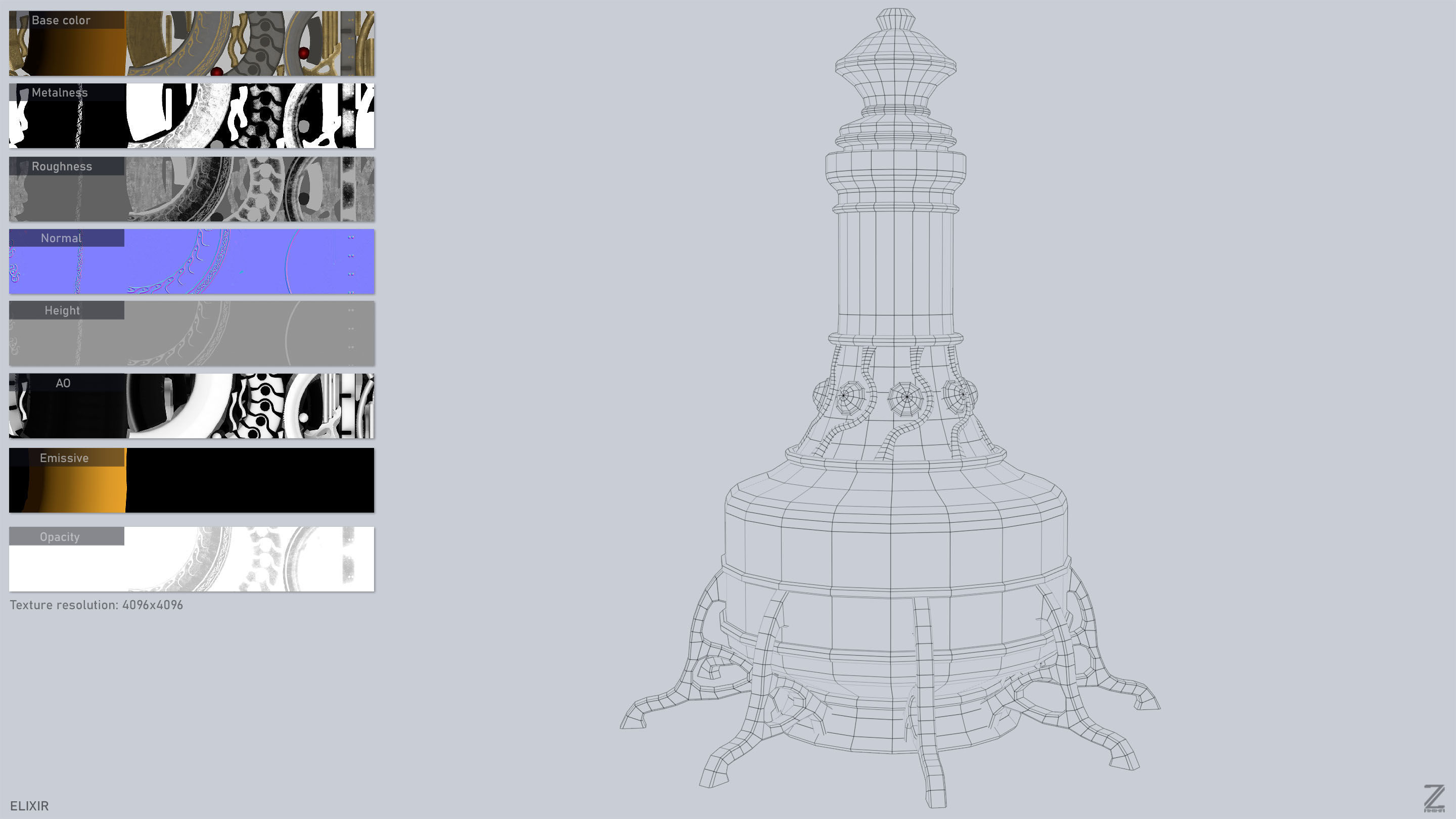 Elixir Low-poly 3D model_3