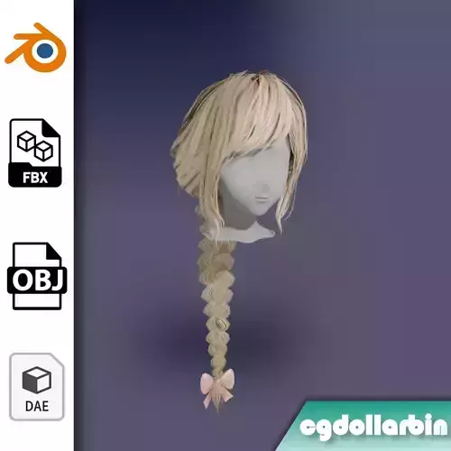 3D model Game Ready Female Hair - Chunky Messy Braid - Polygon Mesh VR ...