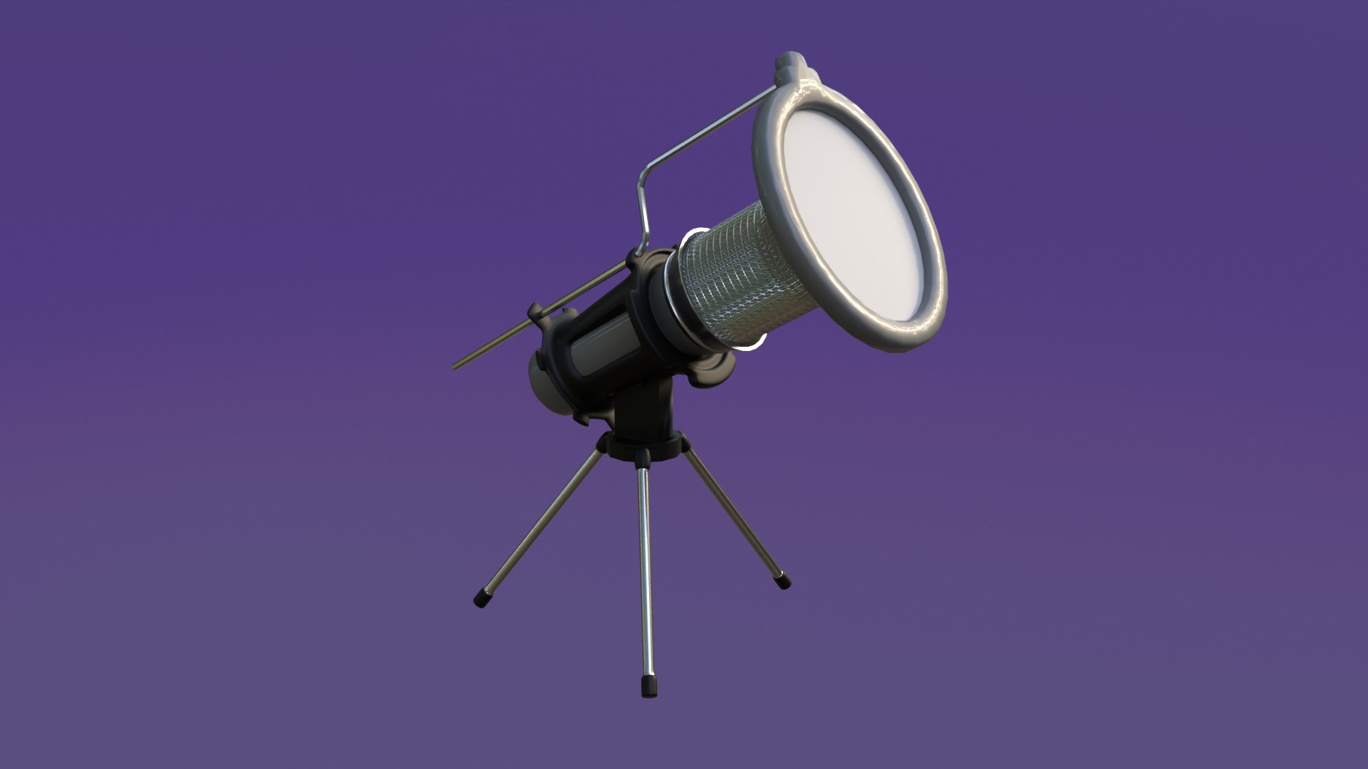 Studio Microphone with Tripod Low-poly 3D model_2