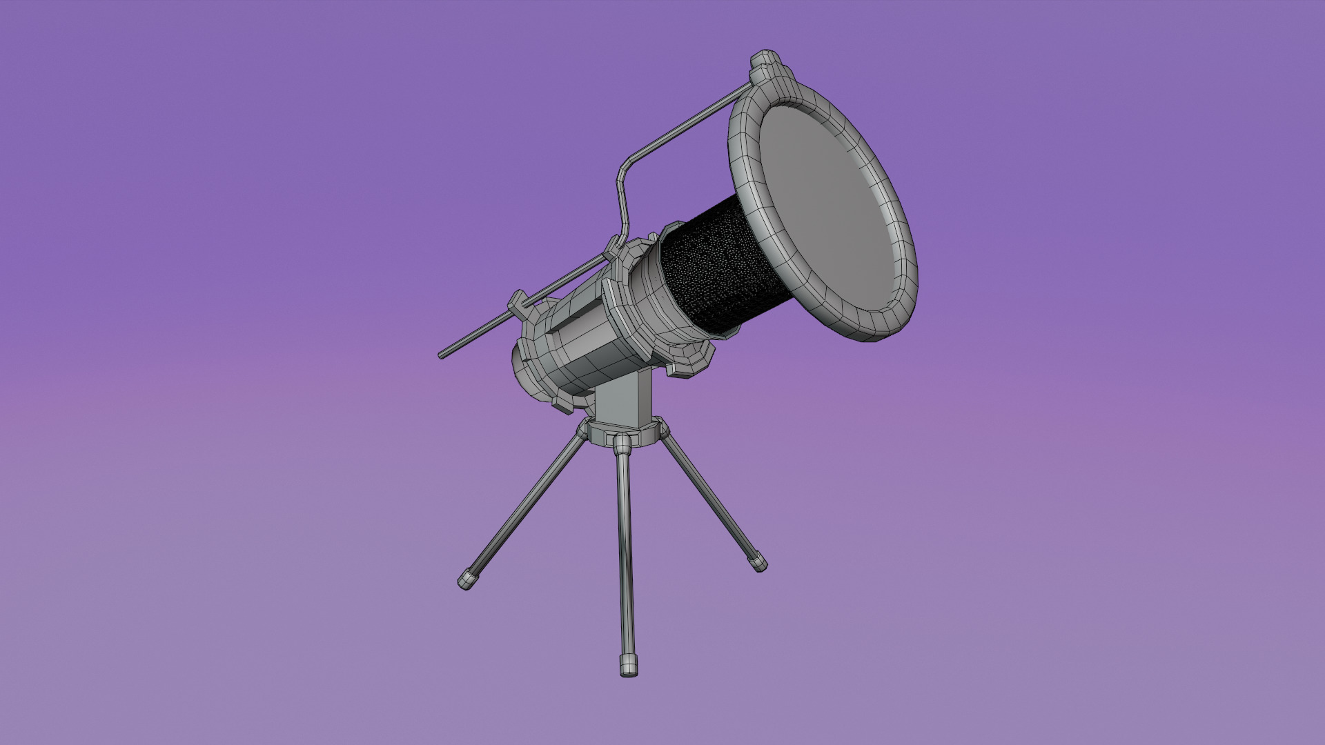 Studio Microphone with Tripod Low-poly 3D model_3