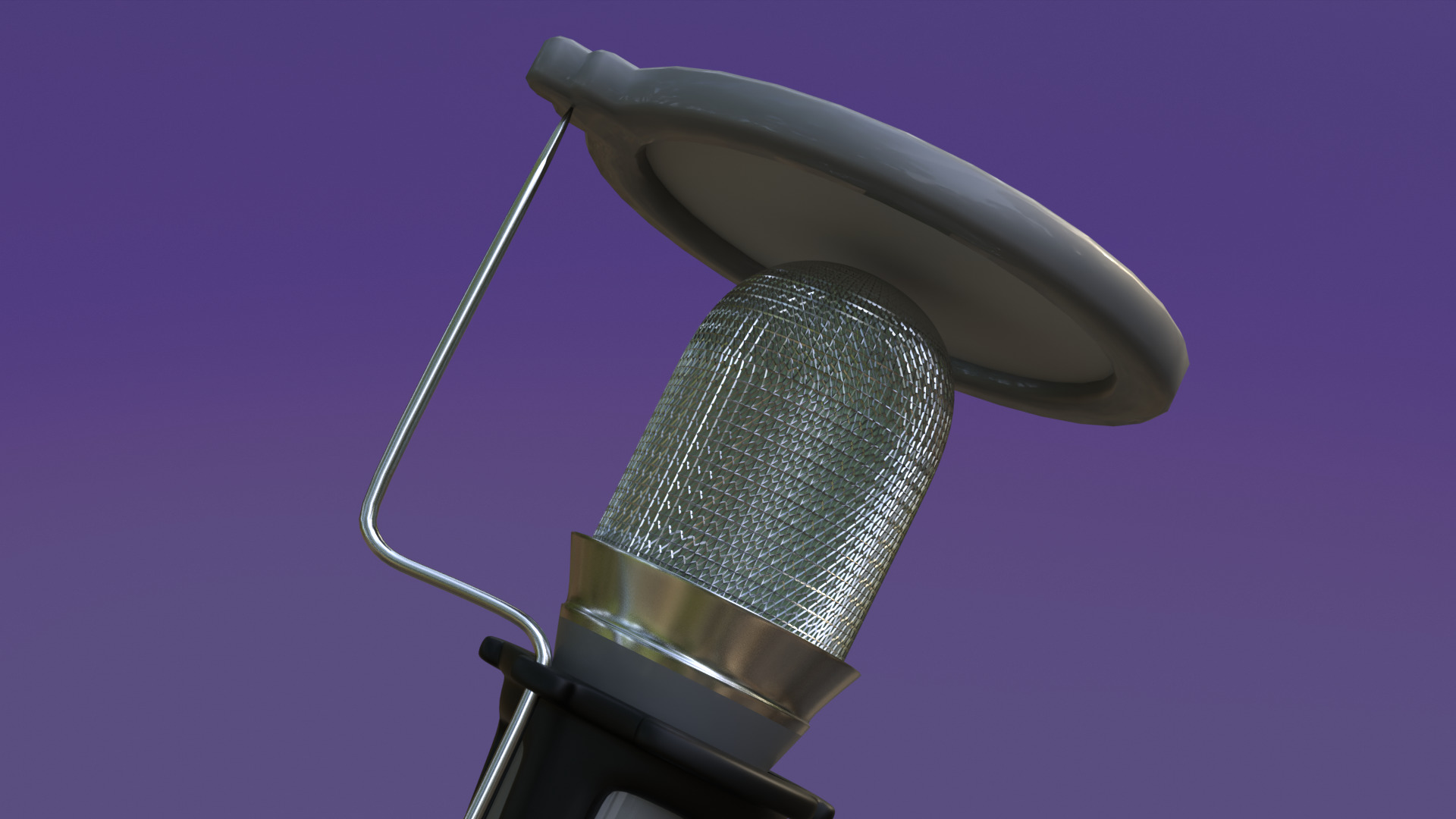 Studio Microphone with Tripod Low-poly 3D model_6