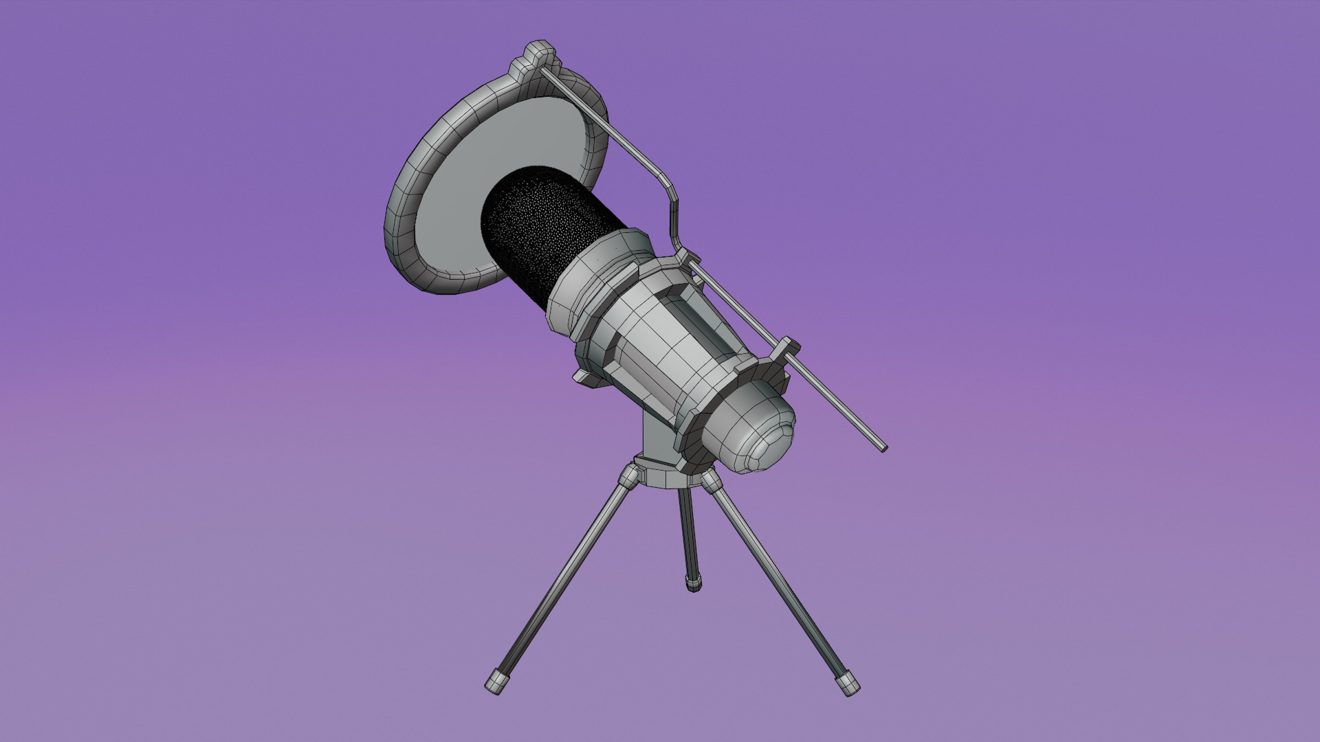 Studio Microphone with Tripod Low-poly 3D model_5