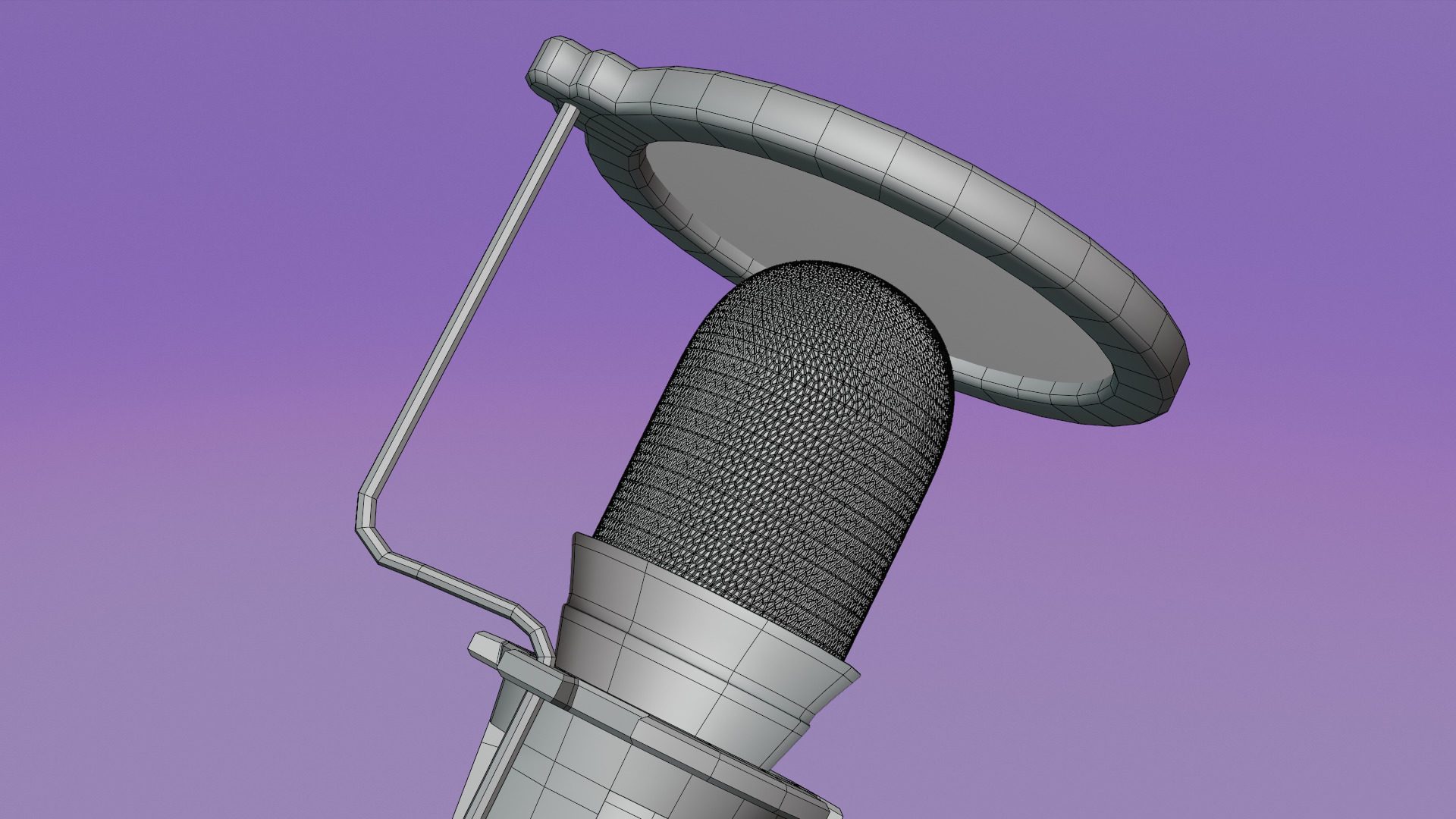 Studio Microphone with Tripod Low-poly 3D model_7