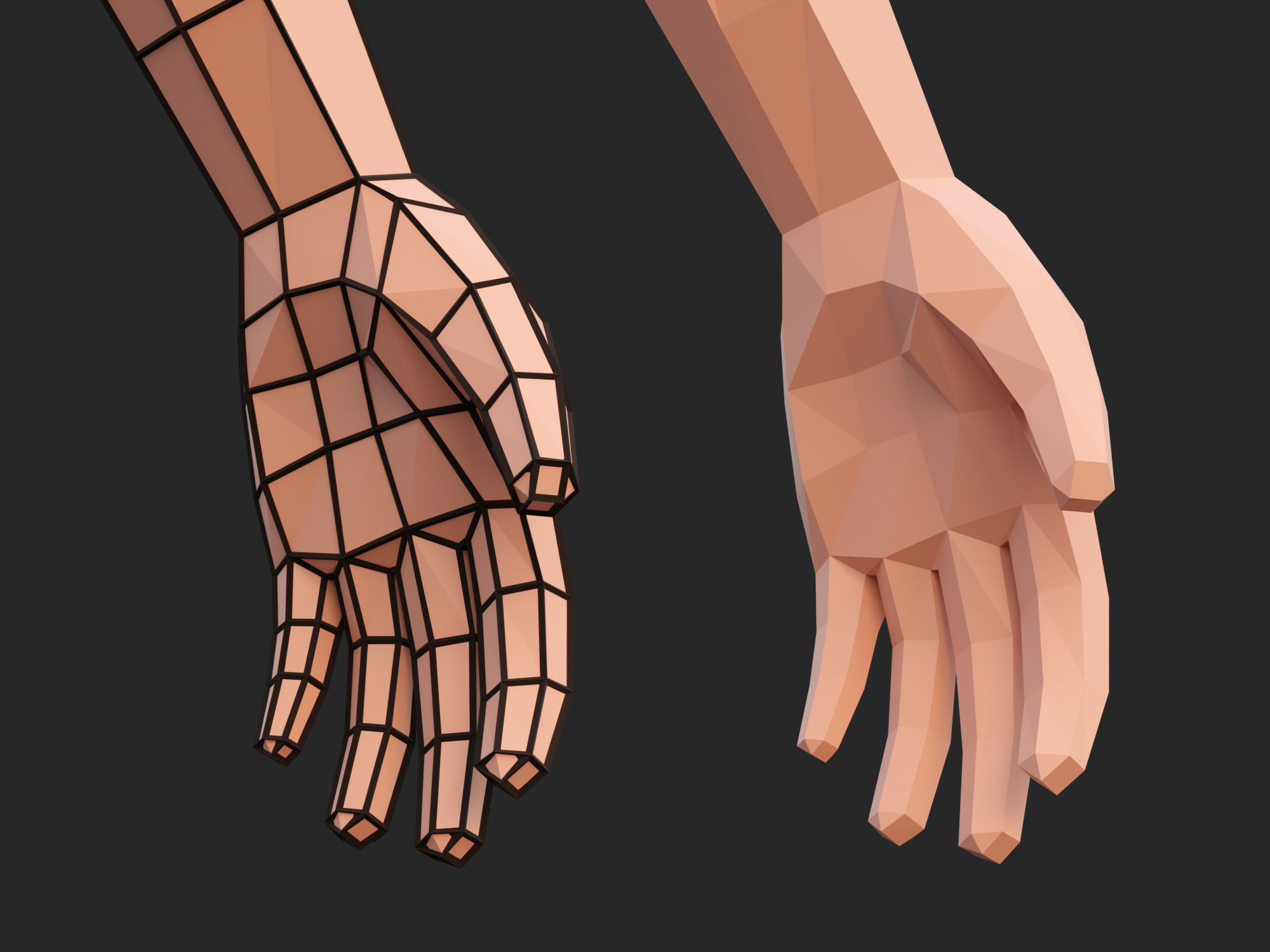 Low-poly woman Low-poly 3D model_4