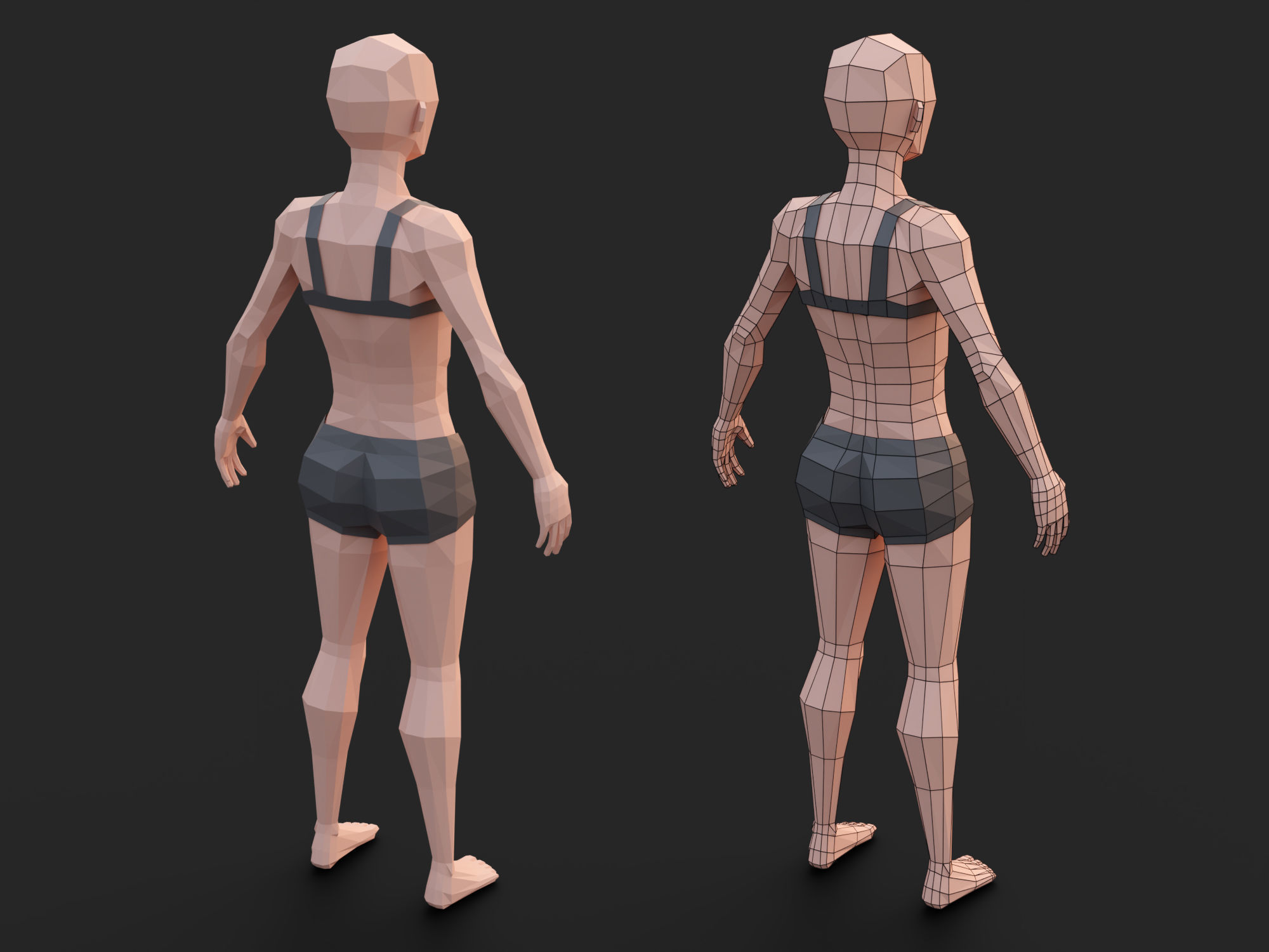Low-poly woman Low-poly 3D model_2